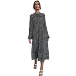 Long Sleeve Black Floral Maxi Dress for Women Stylish Autumn Winter Design Perfect for Casual or