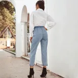 High Waisted Straight Leg Jeans Slim Fit Casual Style Trendy Design Perfect for Everyday Wear Wh