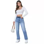 High Waisted Straight Leg Jeans for Women Trendy Design Casual Everyday Wear Wholesale Available