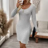 Elegant Womens Dress Simple Versatile Slim Fit Spring Summer Casual Wear Wholesale Available