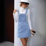 Fashionable Denim Backless Suspender Dress Versatile Style Trendy Design Perfect for Casual Outi