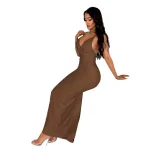 Summer Womens Bodycon Maxi Dress Solid Color Knitted Backless High Waist Slim Fit Casual or Part