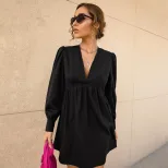 Womens A Line Dress Sexy V Neck Fitted Waist Puff Sleeves Spring Summer Fashion Wholesale Availa