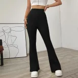 High Waisted Knit Flare Pants Slim Fit Comfortable Lightweight Spring Summer Casual Wear Wholesa