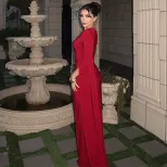 Off Shoulder Long Sleeve Dress Hollow Out Design Slim Fit Spring Fashion Perfect for Parties and