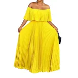 Off Shoulder Pleated Dress Sexy One Shoulder Design Elegant Fit Summer Fashion Perfect for Parti