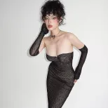 Summer Lace Strapless Bodycon Dress Elegant Fit Sexy Design with Sleeves Perfect for Parties and