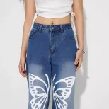 High Waisted Straight Leg Jeans Vintage Style Casual Fit Comfortable Fabric Perfect for Everyday