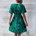 Fashionable Womens V Neck Dress Comfortable Fabric Elegant Style Suitable for Casual Occasions W