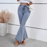 Casual Vintage Flare Stretch Denim Pants for Women Versatile Fit Comfortable Fabric Retro Style