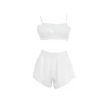 Silk Like Camisole and Shorts Set Sexy Sweet Cool Ruffled Edge Perfect for Sleepwear or Loungewe