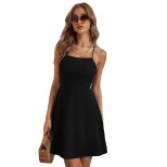 Sexy Backless Strappy Dress Trendy Spring Summer Fashion Versatile for Casual or Evening Wear Wh
