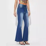 High Stretch Flared Jeans Casual Style Versatile Fit Womens Apparel Perfect for Everyday Wear Re