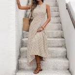 French Vintage Sleeveless Backless Dress Polka Dot Design Waist Defining Fit Ideal for Summer Va