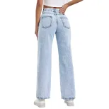 Casual Straight Leg Denim Jeans for Women Versatile Comfortable Stylish Everyday Wear Wholesale