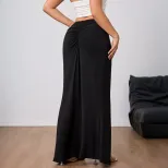 Elegant High Waisted Midi Skirt Chic Split Design Comfortable Fabric Perfect for Spring Summer W