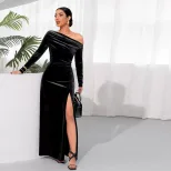 Elegant Off Shoulder Maxi Dress Sexy Chic Spring Summer High Slit Perfect for Parties and Events