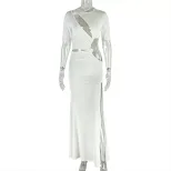 Fashionable Womens Dress Hollow Out Asymmetrical Hem Ruched Design Elegant Evening Wear Wholesal