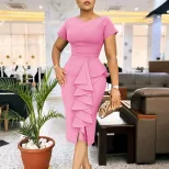Plus Size Womens Dress Elegant Ruffle Hem Stylish Design Comfortable Fit Perfect for Casual or F