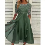 Chiffon Lace Hollow Out Long Dress Elegant Design Perfect for Bridesmaids Evening Gown Wholesale