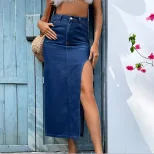 Summer Womens Denim Skirt Sexy Side Slit Design Casual Wear for Everyday or Outings Wholesale Av