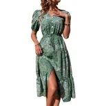 Vintage Paisley Print Dress Green Mid Length Summer Style Perfect for Casual Outings Wholesale A
