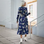 Floral Print Long Sleeve Dress Elegant Design Comfortable Fabric Autumn Collection Perfect for C