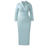 Plus Size Womens Fashion V Neck Solid Color Bodycon Pencil Dress Slim Fit Elegant Style for Part