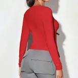 Unique Design Red T Shirt Spring Summer Style Sexy Fit Comfortable Fabric Womens Casual Wear Who
