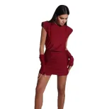 Fashionable Bodycon Dress with Ruching Sleeveless Waist Cinching Includes Gloves Trendy Street S