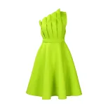 Plus Size Womens Summer Dress Sexy Asymmetrical Neckline High Waist Pleated Design Evening Party