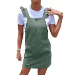 Summer Ruffle Hem Sleeveless Dress Solid Color Fashionable Design Comfortable Fit Perfect for Ca