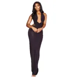Sleek Backless Bodycon Dress Solid Color Ruffled Design Halter Neck Trendy Street Style for Part