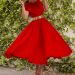 Summer Womens Dress Short Sleeve Waist Cinching Flared Skirt Casual or Party Wear Wholesale Avai