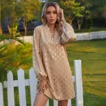 Polka Dot Dress V Neck Elegant Style Casual Wear Available for Wholesale OEM ODM service bulk or