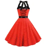 Polka Dot Maxi Dress Strapless Fitted Waist Vintage Style Perfect for Parties and Events Wholesa