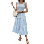 Strappy Tiered Cake Dress Sweet Vacation Style Multi Color Striped Design Perfect for Summer Eve