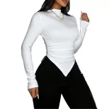Womens Slim Fit Short Sleeve T Shirt Minimalist Style Elegant Look Soft Fabric Spring Summer Cas