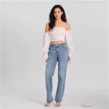 High Waisted Straight Leg Jeans for Women Stretch Denim Casual Style Trendy Fashion Wholesale Av