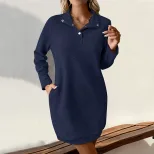 Long Sleeve Solid Color Sweatshirt Dress for Women Casual Fall Fashion Available in Multiple Colors and Sizes Wholesale