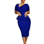 Elegant Womens Dress Asymmetrical Neckline Chic Style Suitable for Office Wear Wholesale Availab