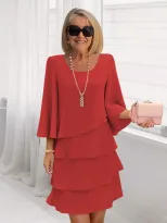 Fashionable Womens Cake Dress Loose Fit Round Neck Spring Summer Style Perfect for Casual Occasi