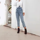 High Waisted Straight Leg Jeans Slim Fit Casual Style Trendy Design Perfect for Everyday Wear Wh
