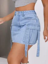 Fashionable Denim Midi Skirt Casual Style Belted Design Versatile for Everyday Wear Wholesale Av