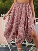 Chiffon Midi Skirt Loose Fit Floral Print Casual Style Perfect for Everyday Wear Wholesale Avail