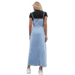Womens Denim Midi Dress Fashionable Waist Defined Design Sleeveless Autumn Winter Style Wholesal