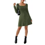 Elegant Womens Dress Minimalist Style Square Neckline Short Length Spring Summer Occasion Wholes
