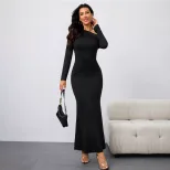 Off Shoulder Long Sleeve Dress Slim Fit Waist Defining Elegant Design Spring Summer Fashion Whol