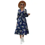 Floral Print Long Sleeve Dress Elegant Design Comfortable Fabric Autumn Collection Perfect for C