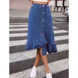 High Waisted A Line Denim Skirt Slim Fit Versatile Style Trendy Design Perfect for Casual Outing
